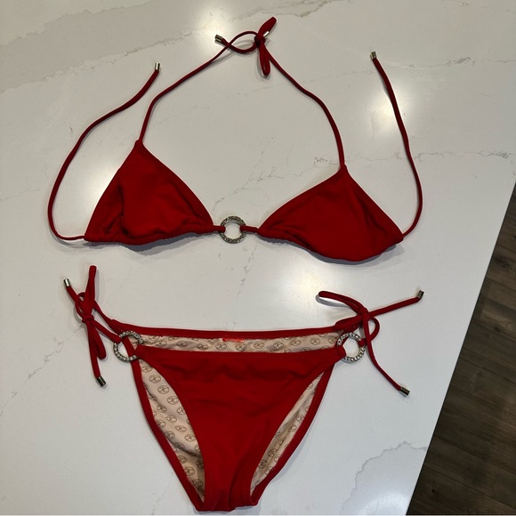 Red Carter Other - Anthropologie Red Carter String Bikini with Goldtone + Rhinestone Embellishments